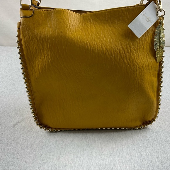 JESSICA SIMPSON CAMILE WOMEN’S BIG SHOULDER BAG COLOR: DANDELION WITH GOLD - Picture 3 of 16